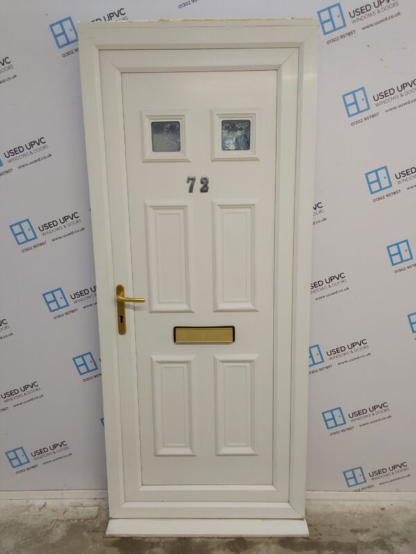 Used White Upvc Front Door 890mm x 2110mm (reduce to 2090mm) 0040