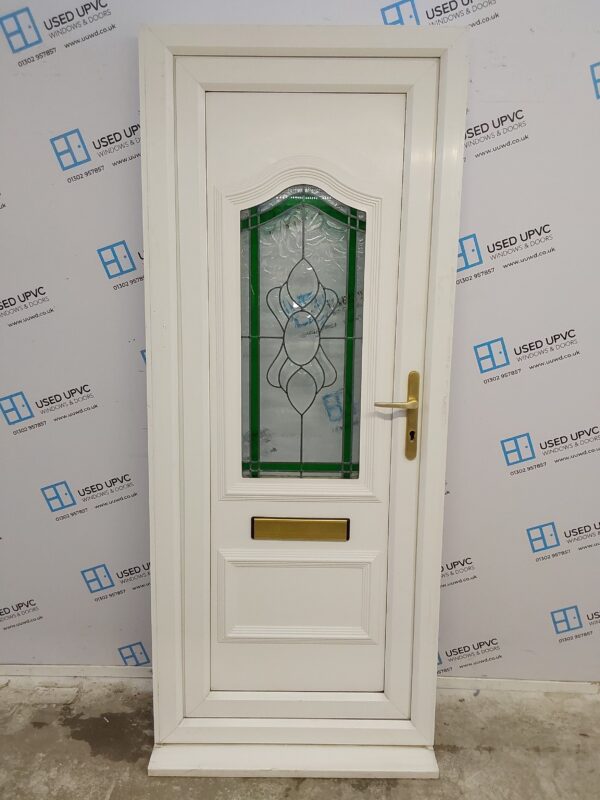 Used White Upvc Front Door 875mm x 2130mm (reduce to 860mm) 0029