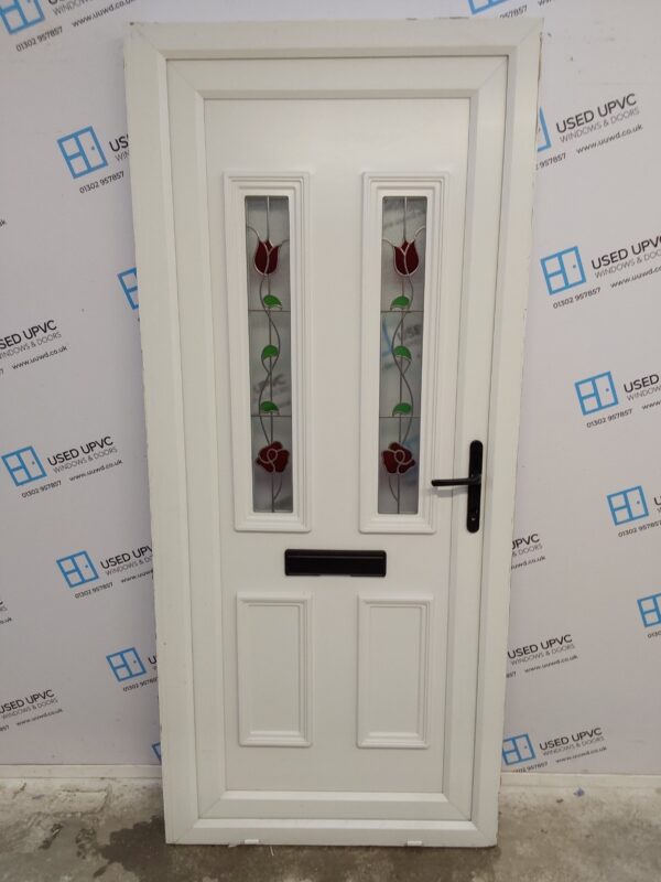 Used White Upvc Front Door 910mm x 2065mm (reduce to 890mm) 0011