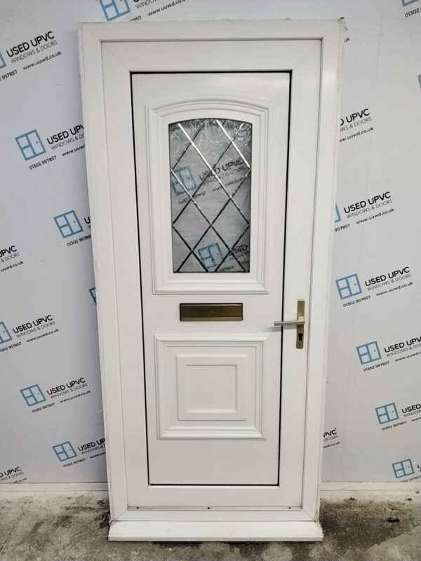 Used White Upvc Front Door 920mm x 2040mm (reduce to 890mm) 0586