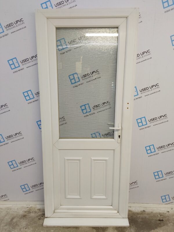 Used White Upvc Back Door 890mm x 2090mm (reduce to 840mm) 0585