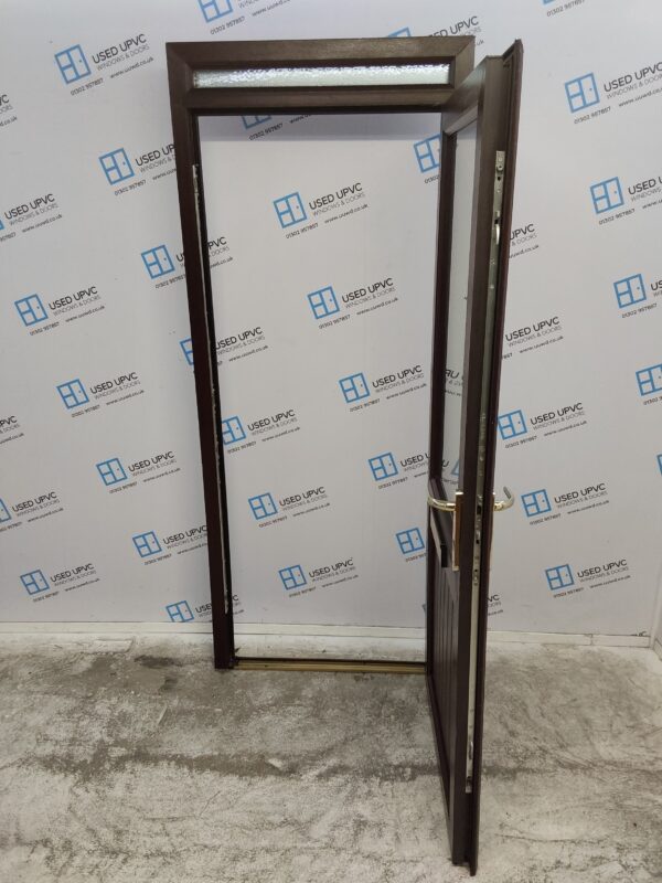 Used Rosewood Upvc Front Door And Toplight (outwards opening) 885mm x 2125mm C3D041 - Image 3