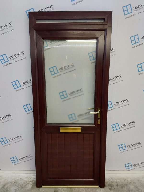 Used Rosewood Upvc Front Door And Toplight (outwards opening) 885mm x 2125mm C3D041 - Image 2
