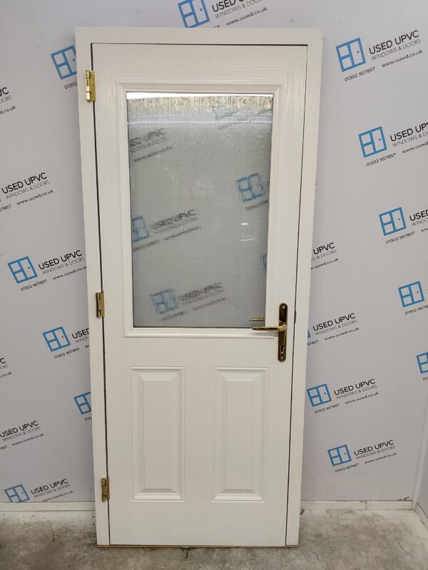 Used White Composite Back Door 875mm x 2085mm 0285 - Image 2