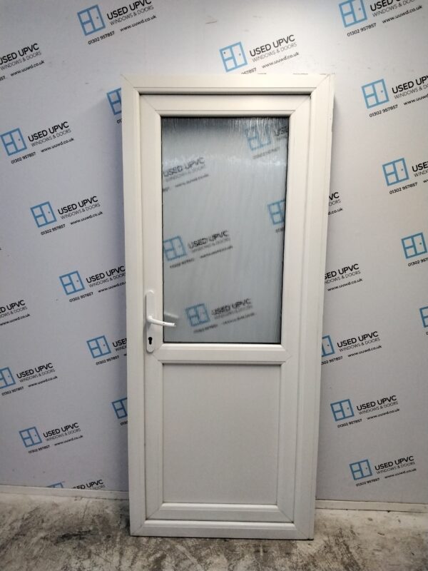 Used White Upvc Back Door 830mm x 1985mm (Reduce To 810mm x 1985mm) 0166