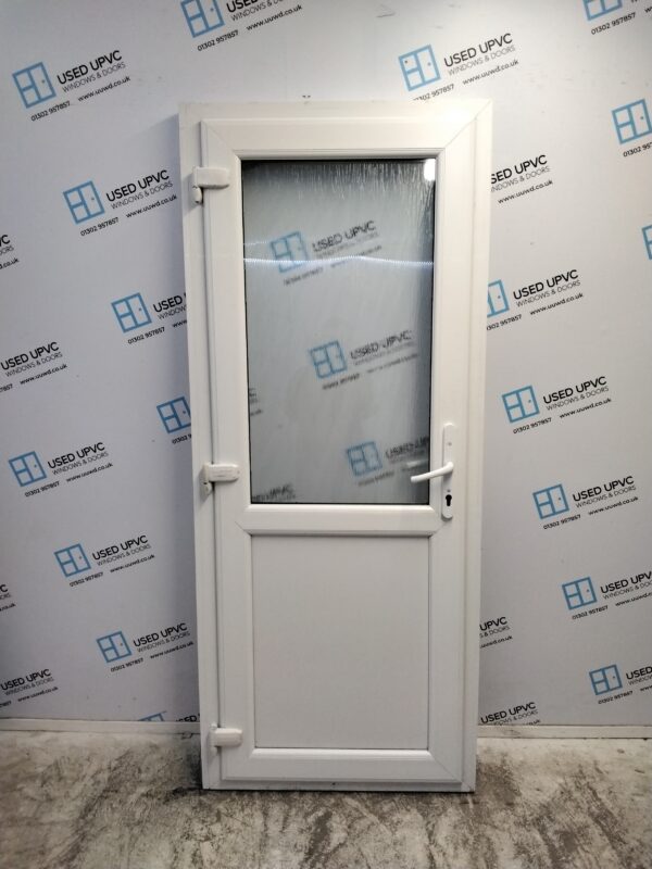 Used White Upvc Back Door 830mm x 1985mm (Reduce To 810mm x 1985mm) 0166 - Image 2