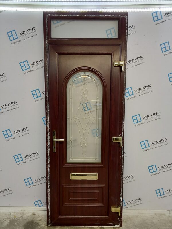 Used Rosewood Upvc Front Door And Toplight 860mm x 2345mm (reduce to 840mm) 0719 - Image 2