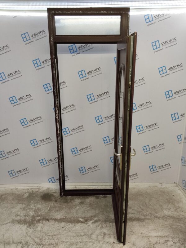 Used Rosewood Upvc Front Door And Toplight 860mm x 2345mm (reduce to 840mm) 0719 - Image 3