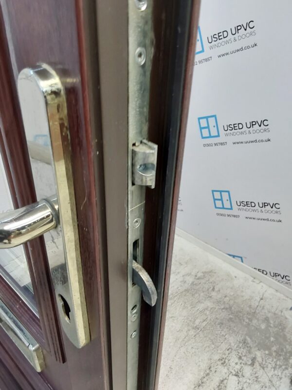Used Rosewood Upvc Front Door And Toplight 860mm x 2345mm (reduce to 840mm) 0719 - Image 6
