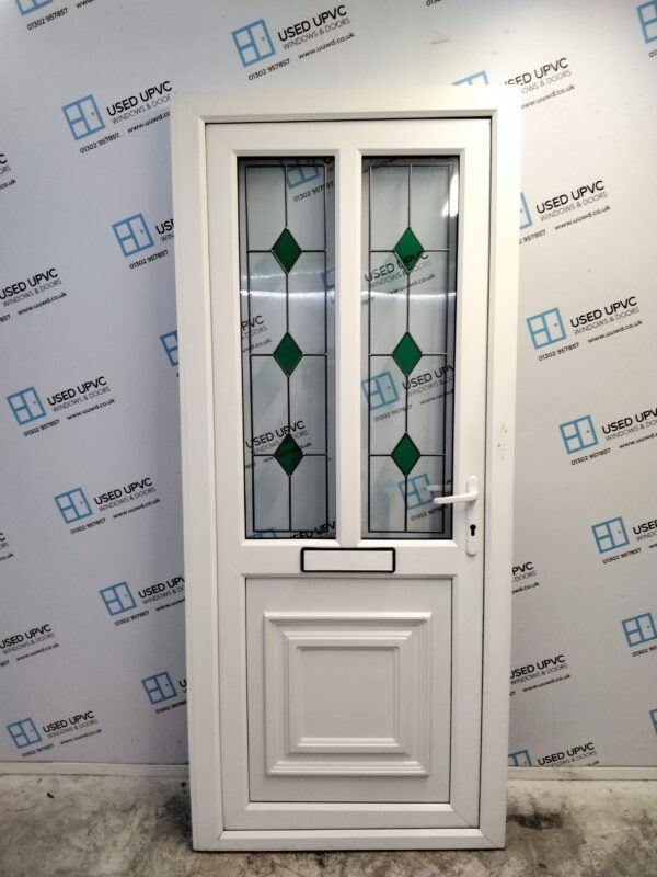 Used White Upvc Front Door 900mm x 2080mm (Reduce To 885mm x 2080mm) 0216