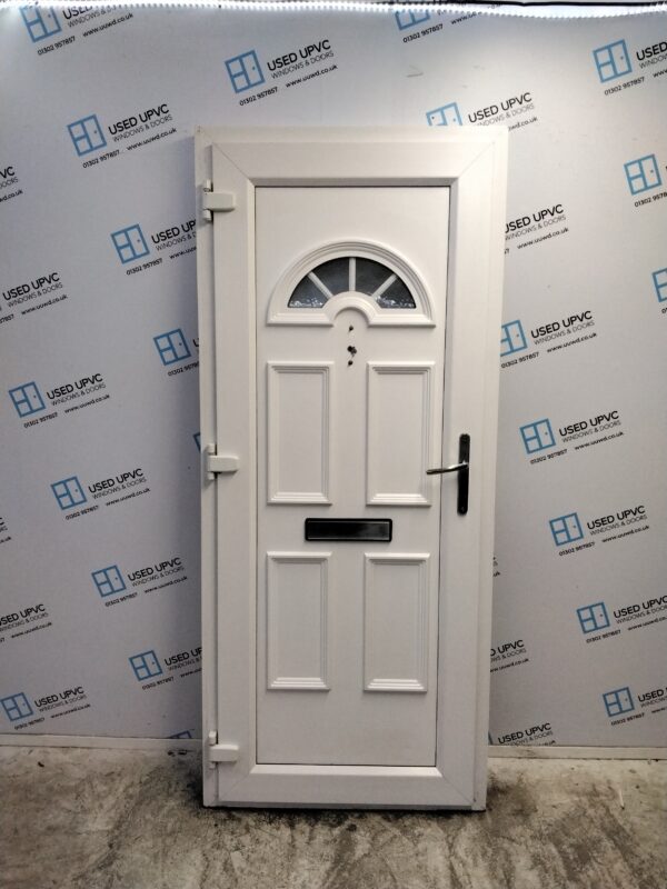 Used White Upvc Front Door 890mm x 2060mm (Reduce To 875mm x 2060mm) 0261 - Image 2