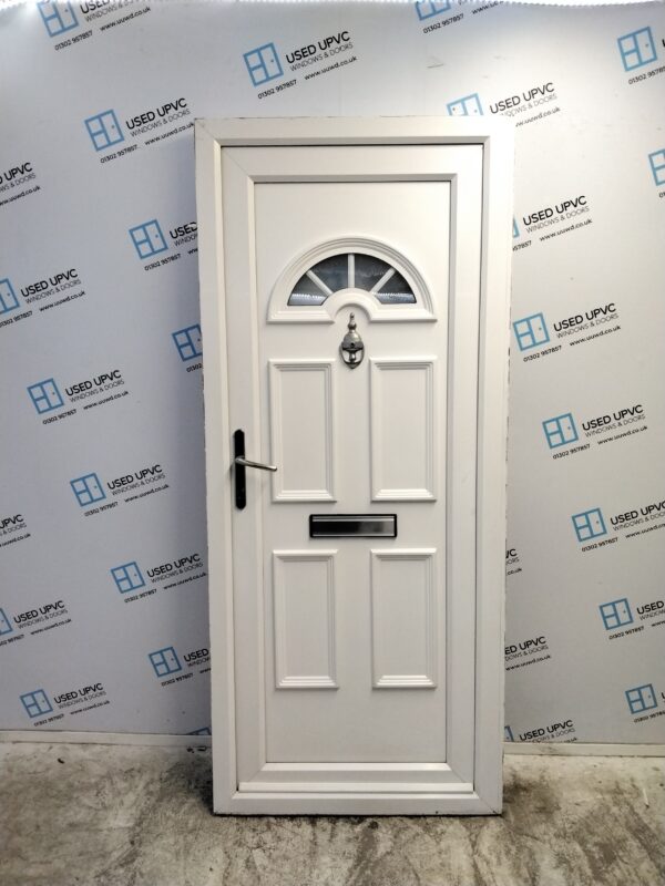 Used White Upvc Front Door 890mm x 2060mm (Reduce To 875mm x 2060mm) 0261