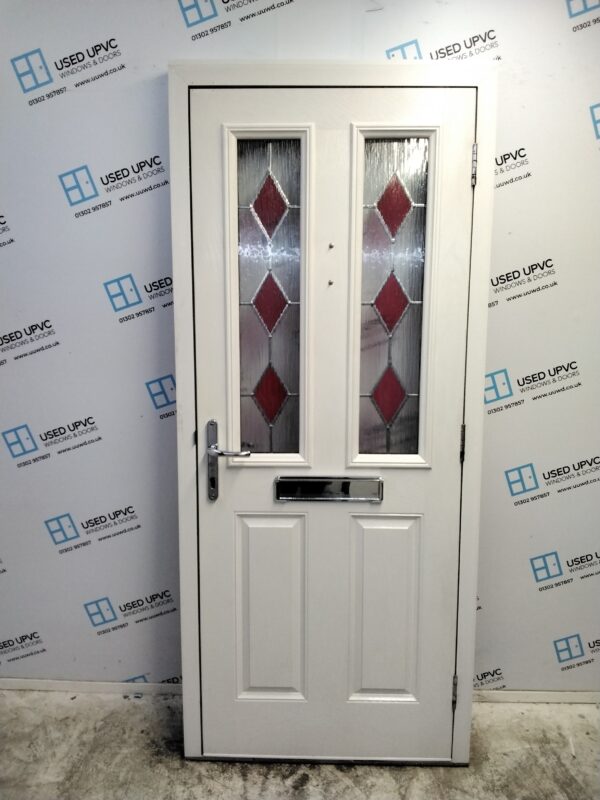 Used Red Composite Front Door 890mm x 2070mm (Reduce To 890mm x 2055mm) 0281 - Image 2