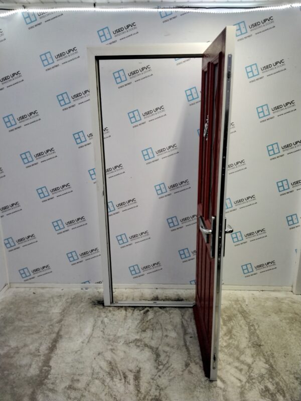 Used Red Composite Front Door 890mm x 2070mm (Reduce To 890mm x 2055mm) 0281 - Image 3