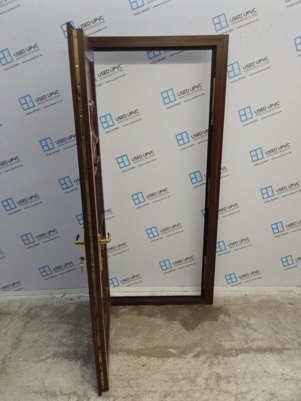Used Woodgrain Upvc Back Door 960mm x 2025mm (reduce to 930mm) 0141 - Image 3
