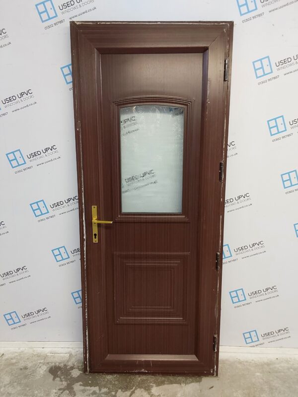 Used Woodgrain Upvc Back Door 840mm x 2055mm 0166 - Image 2