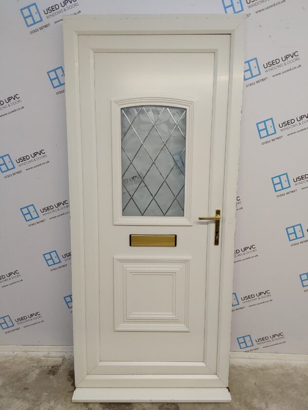 Used White Upvc Front Door 915mm x 2100mm (reduce to 2080mm) 0126