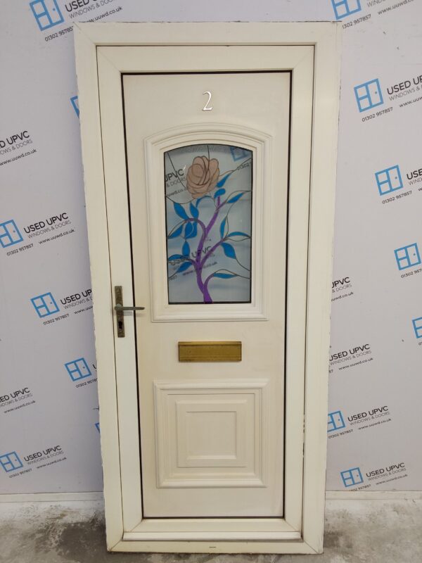 Used White Upvc Front Door 920mm x 2080mm (reduce to 900mm) 0677
