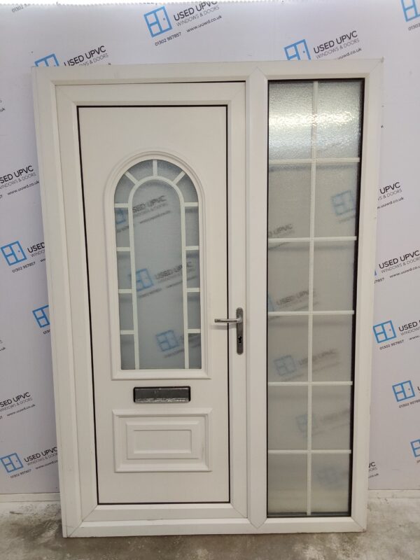 Used White Upvc Front Door And Side Panel 1435mm x 2110mm (reduce to 1415mm) DS038