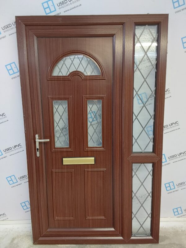 Used Woodgrain Upvc Front Door And Side Panel 1210mm x 2040mm DS055
