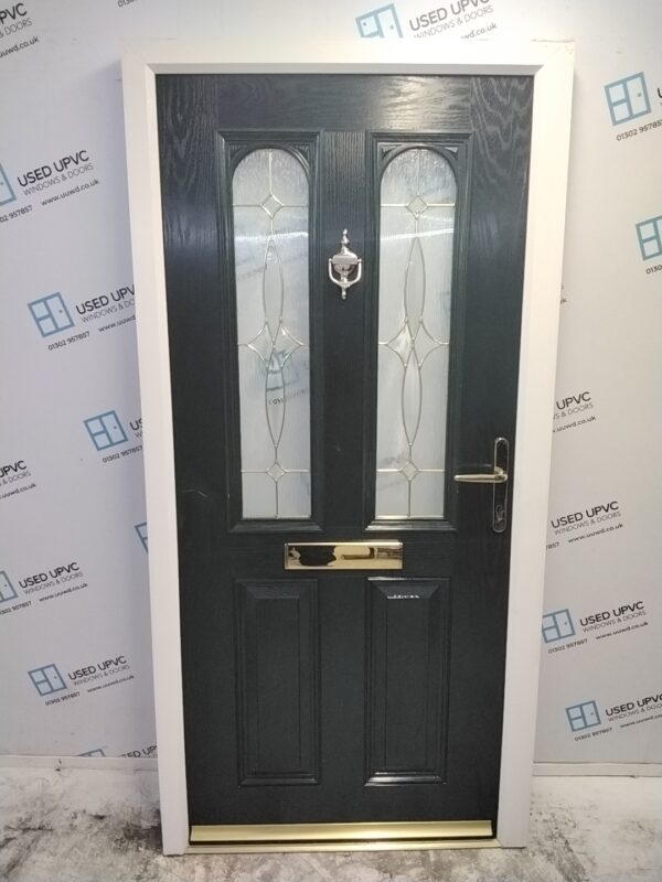 Used Dark Green Composite Front Door 1000mm x 2050mm (Reduce To 985mm) C3D018