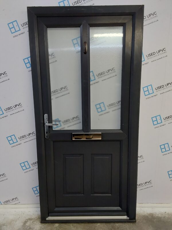 Used Anthracite Grey Upvc Front Door 1000mm x 2090mm (reduce to 985mm) C3D025