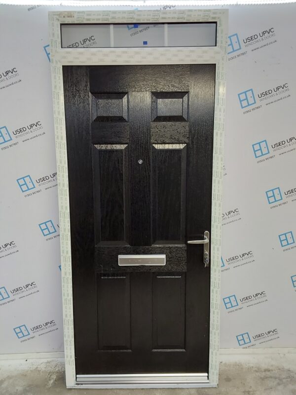 Brand New Black Composite Front Door And Toplight 1000mm x 2320mm ND135