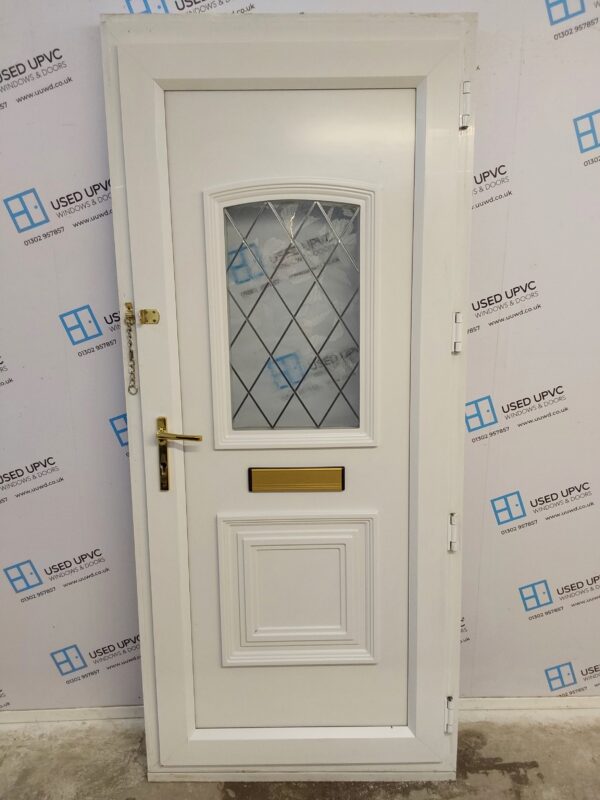 Used White Upvc Front Door 915mm x 2100mm (reduce to 2080mm) 0126 - Image 2