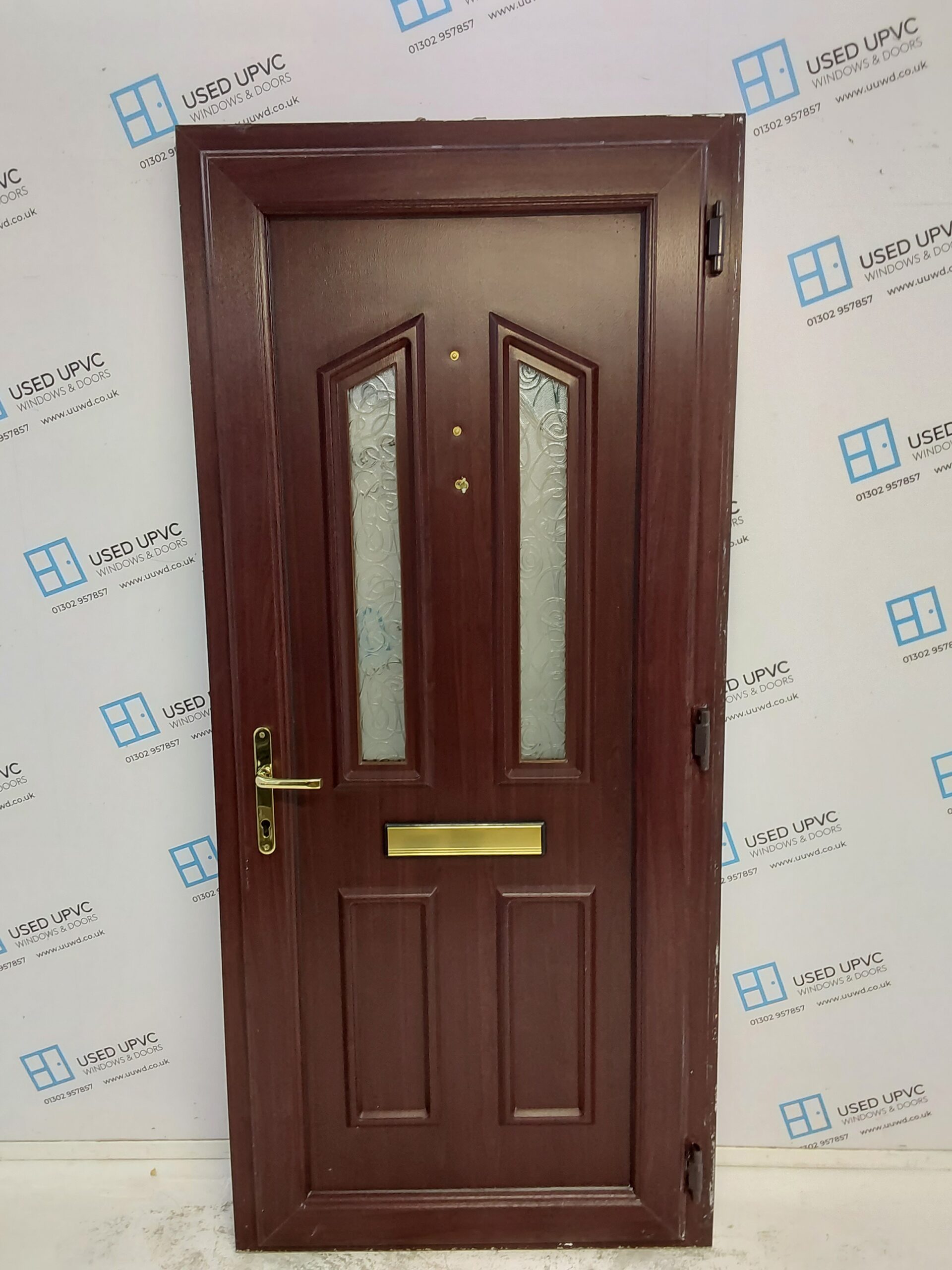 Used Rosewood Upvc Front Door 940mm x 2085mm (reduce to 920mm) 0196 ...