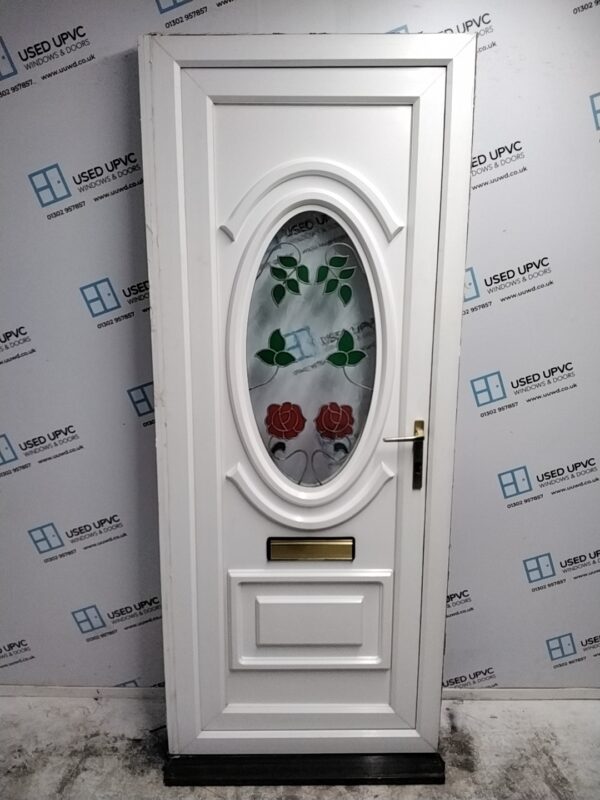 Used White Upvc Front Door 850mm x 2095mm (Reduce To 820mm) 0018