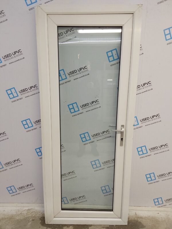 Used White Upvc Full Glass Back Door 845mm x 2050mm (reduce to 825mm) 0425