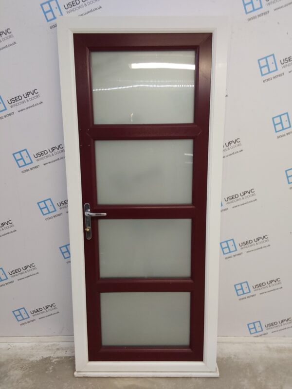 Used burgundy Upvc Back Door 870mm x 2070mm 0732