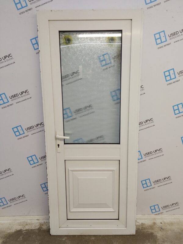 Used White Upvc Back Door 840mm x 2045mm (reduce to 810mm) 0424