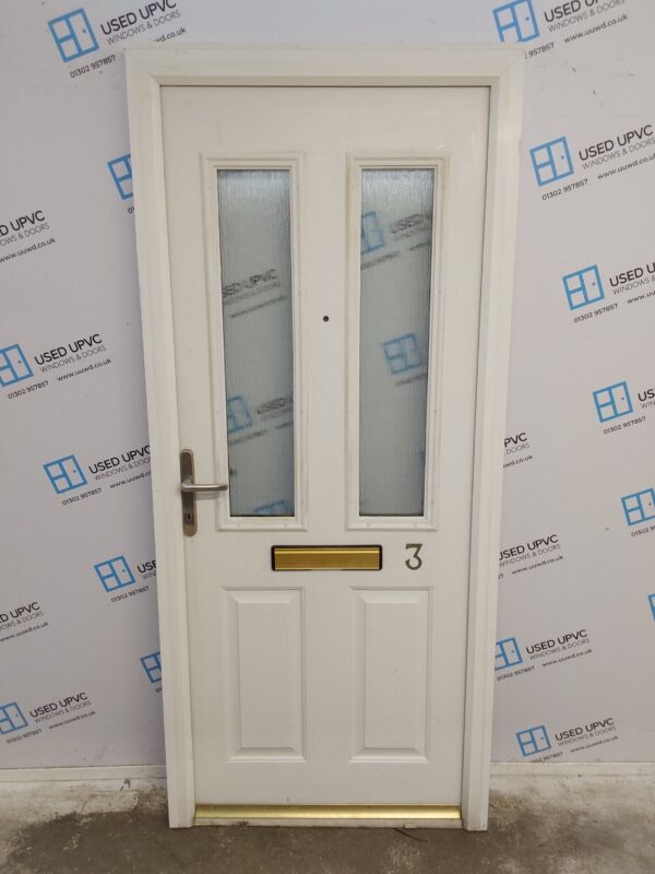 Used White Composite Front Door 920mm x 2090mm (reduce to 2075mm) 0034