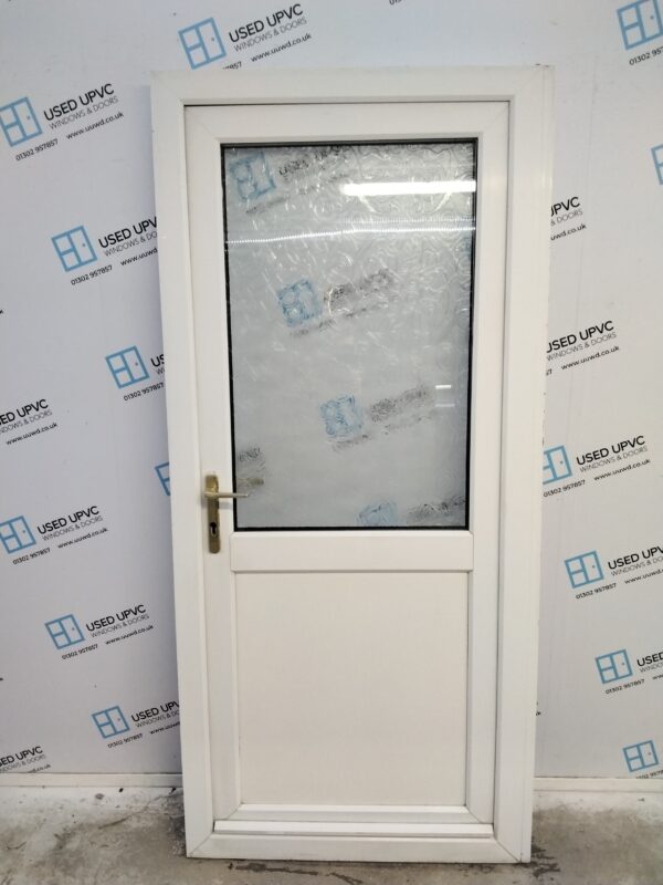 Used White Upvc Back Door 945mm x 2045mm (Reduce To 920mm x 2045mm) 0804