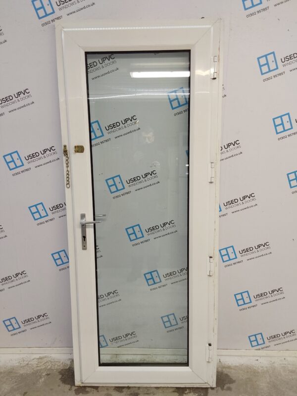 Used White Upvc Full Glass Back Door 845mm x 2050mm (reduce to 825mm) 0425 - Image 2