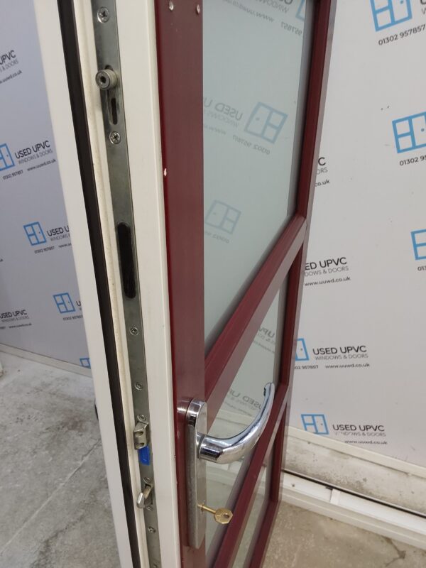 Used burgundy Upvc Back Door 870mm x 2070mm 0732 - Image 6
