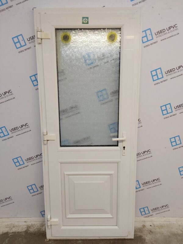 Used White Upvc Back Door 840mm x 2045mm (reduce to 810mm) 0424 - Image 2