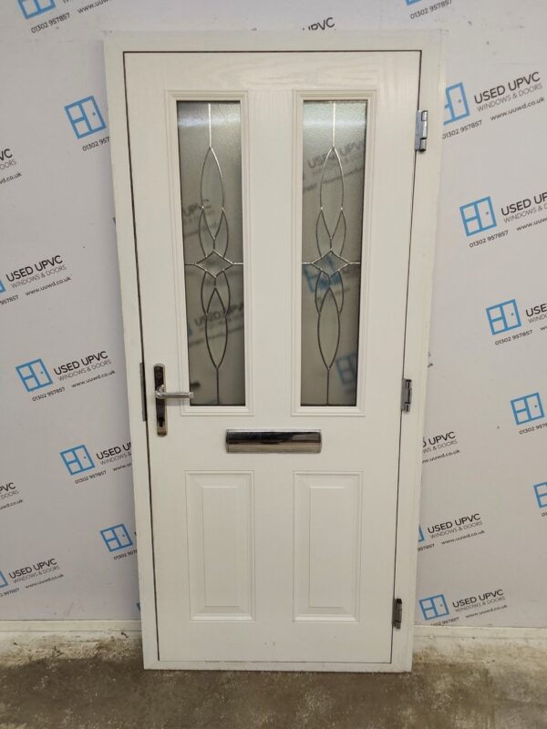 Used Green Composite Front Door 930mm x 2020mm (reduce to 910mm) C1D045 - Image 2