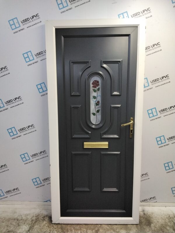 Used Anthracite Grey Upvc Front Door 920mm x 2055mm (Reduce To 900mm x 2055mm) C8023