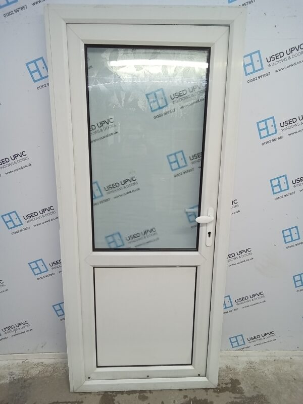 Used White Upvc Back Door 890mm x 2060mm (Reduce To 870mm) C10D49