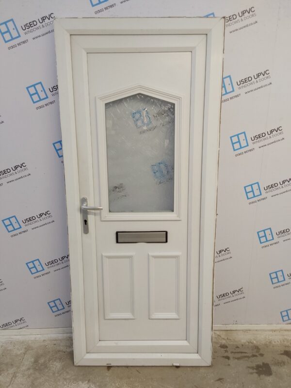 Used White Upvc Front Door 860mm x 2000mm (reduce to 850mm) 0740