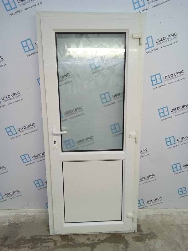 Used White Upvc Back Door 890mm x 2060mm (Reduce To 870mm) C10D49 - Image 2