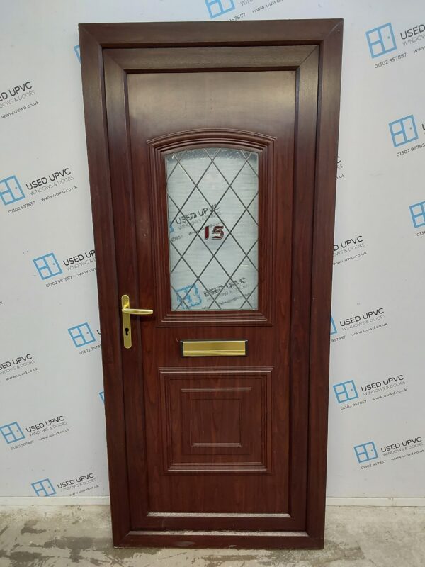 Used Rosewood Upvc Front Door 905mm x 2065mm 0571