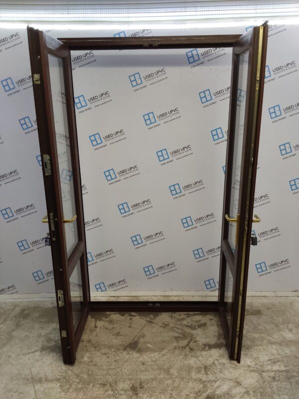 Used Woodgrain Upvc French Doors 1285mm x 2205mm EA2 - Image 4