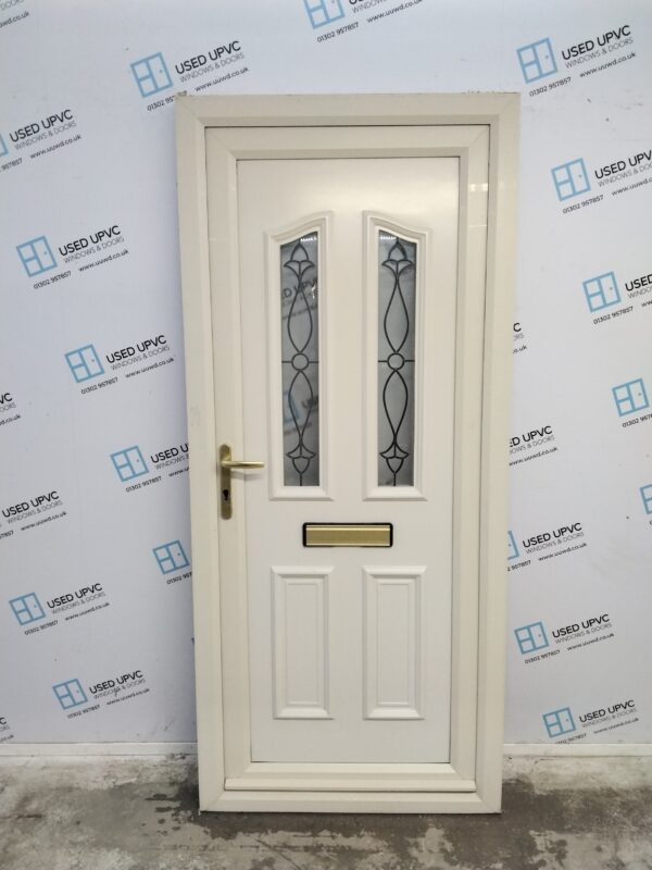 Used Cream Upvc Front Door 910mm x 2045mm C6035