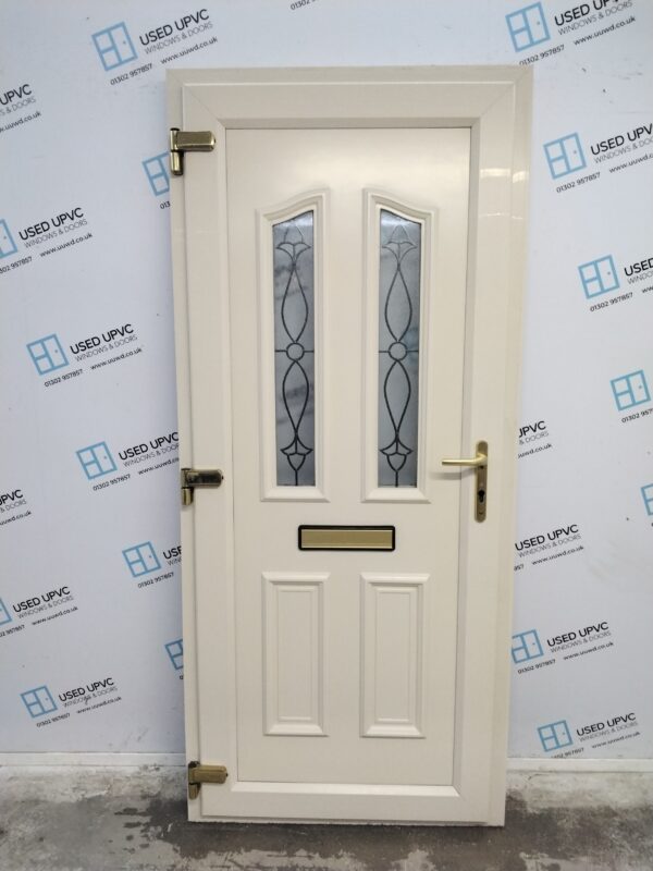 Used Cream Upvc Front Door 910mm x 2045mm C6035 - Image 2