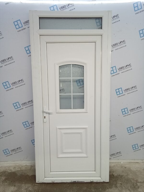 Used White Upvc Back Door And Toplight 1020mm x 2270mm (Reduce To 930mm) 0011