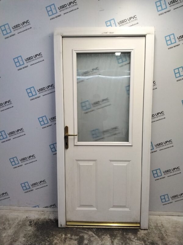 Used White Composite Back Door 955mm x 2040mm 0691