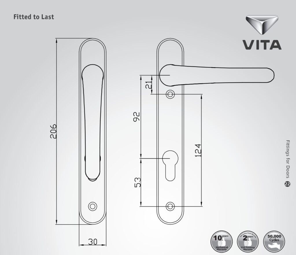 Standard Handle For Rotation Standard Door Handle (WHITE) | Used UPVC Windows & Doors